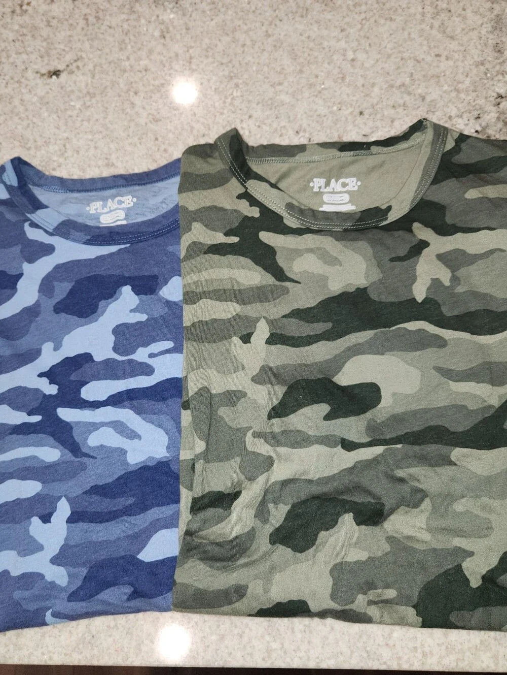 Lot Of Two Children Place Boy T Shirt Size XXL Camo Blue Green